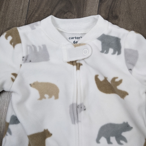 Carter's Fleece Onesie Sleeper 6 month Bear Print - Picture 3 of 8